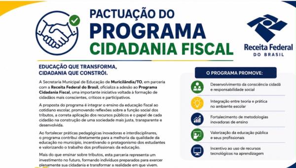 Pactuação do Programa Cidadania Fiscal em Muricilândia/TO