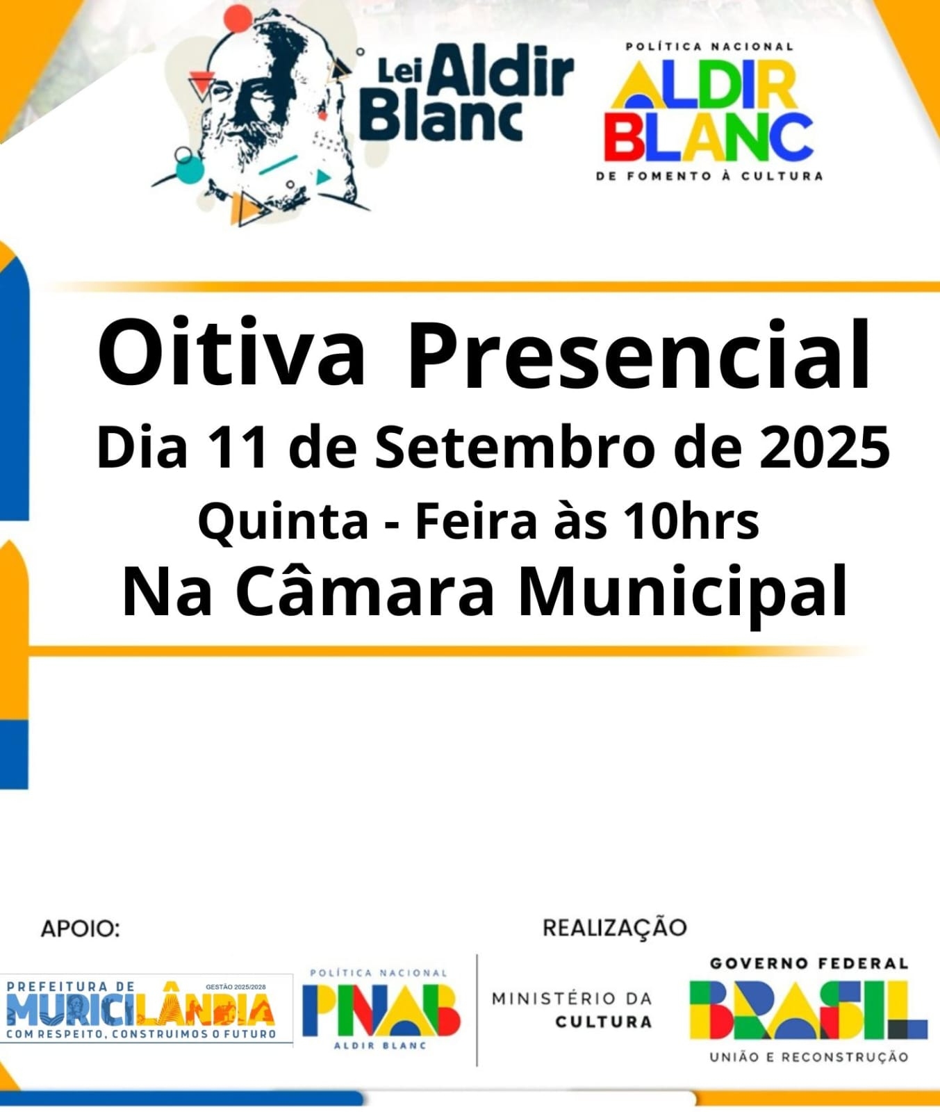 Oitiva presencial da Lei Aldir Blanc em Muricilândia-TO.