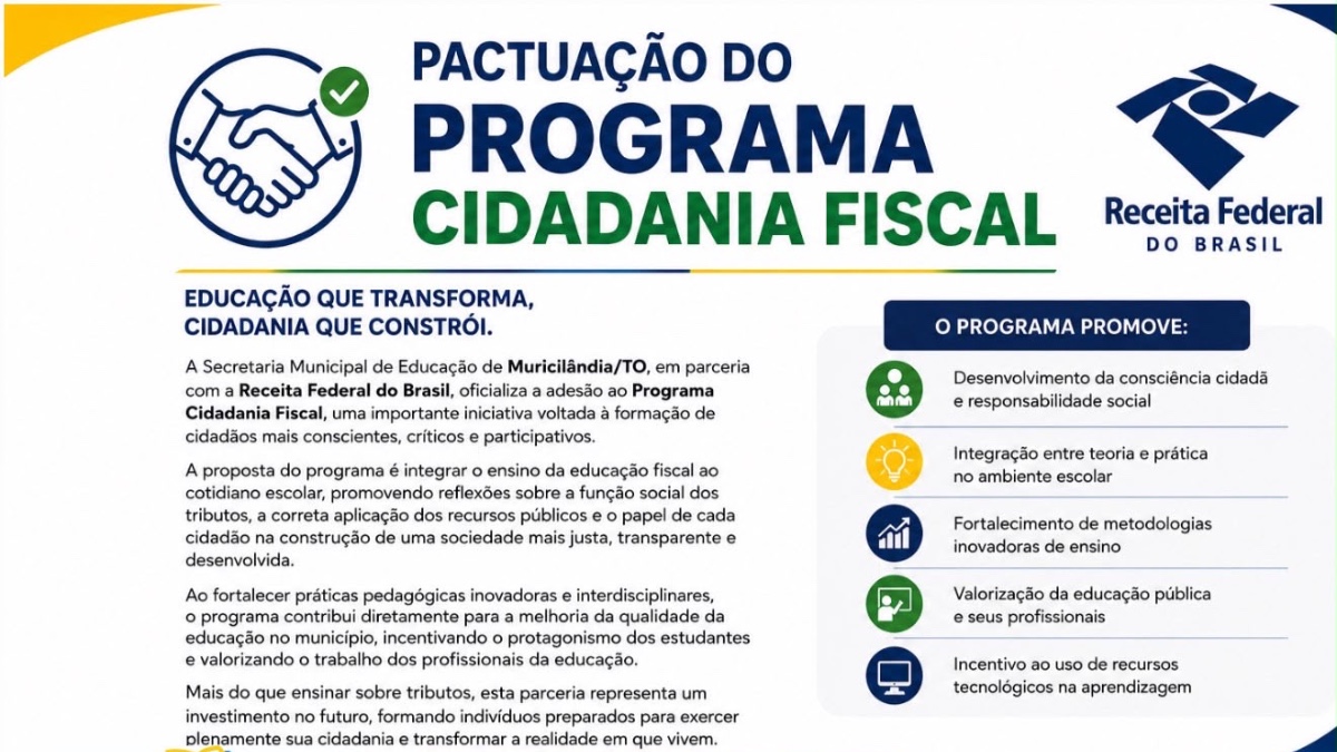 Pactuação do Programa Cidadania Fiscal em Muricilândia/TO